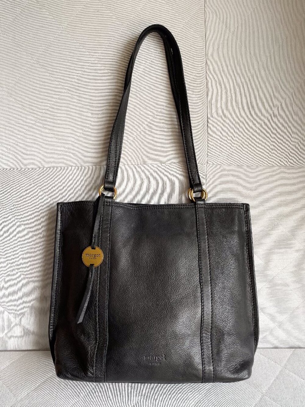 Margot New York Ariel Double Handle Tote - Soft Black Leather